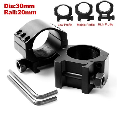 #ad Pair 30mm Scope Ring Mounts Low Middle High Profile Picatinny Weaver Rail Mount $13.96