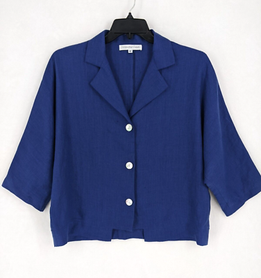 #ad Christopher Calvin women#x27;s medium navy linen dolman sleeve shirt jacket shacket $24.99