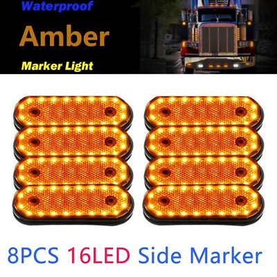 #ad 8PCS Amber Markerings Light Side Marker 20LED 24V Trusk Lamp Pickup Truck7195 $22.99