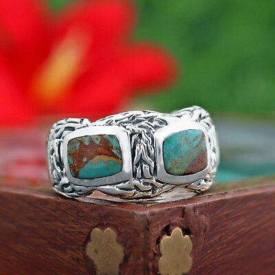 #ad #ad Handmade Boulder Turquoise Sterling Silver Band Ring Unisex Gift Items S 9.5 $57.99