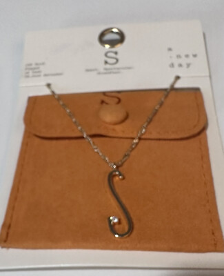 #ad S Initial Necklace 14K Gold Dipped a • new day With S Pouch NWT $15.00