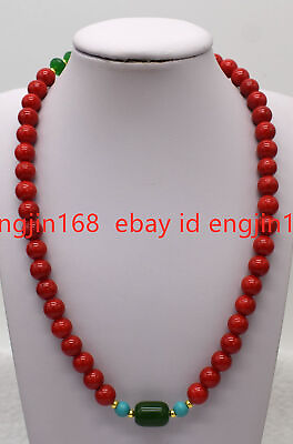 #ad Fashion Charming 8mm Red Coral Round Gemstone Beads Pendant Necklace 18#x27;#x27; $3.75