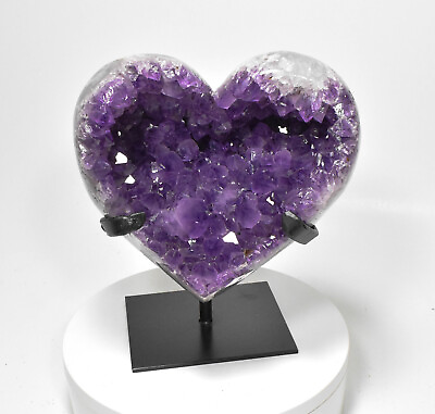 #ad 8.26quot; Beautiful Polished AMETHYST HEART with stand Brazil T217 $551.65