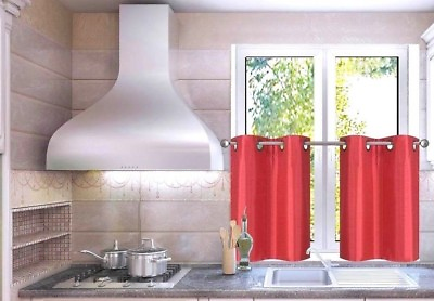 #ad 1 Pair Kitchen Semi Sheer Faux Silk See Through Grommet Window Curtain Panel N29 $9.34