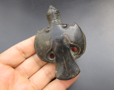 #ad China HongShan culture jade black Old magnet Hand carved eagle amulet Pendant $20.99
