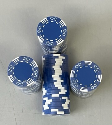 #ad 100 BLUE DOUBLE SUITED POKER CHIPS Clay Composite 11.5 GR BRAND NEW FREE SHIPPIN $20.00