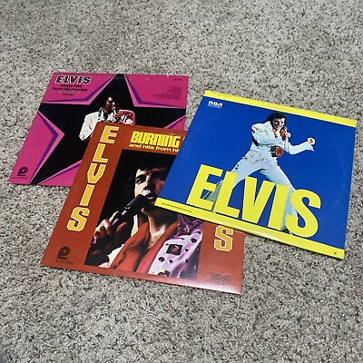 #ad Lot of 3 VIntage Elvis Presley Vinyl LP: Sings Hits From Movies; Burning Love VG $29.95