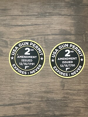 #ad 2X 2nd Amendment Logo Gun Rights Vinyl Decal Bumper Sticker Car Truck Laptop USA $2.39