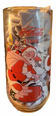 #ad Coca Cola Santa Christmas Glass McCrory Stores Vintage Claus Holiday Seasonal $14.99