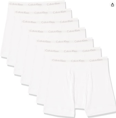Calvin Klein Men#x27;s Underwear Cotton Classics 7 Pack Boxer Brief White Lg $49.99