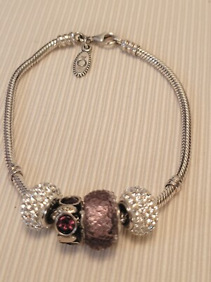 #ad Pandora Sterling Bracelet amp; 4 MA 925 Italy Beads $60.00
