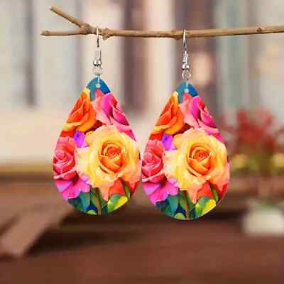 #ad Flower Bohemian Style Colorful Teardrop Dangle Earrings Women Men Fashion USA $4.99