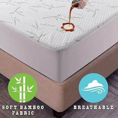 #ad Bamboo Mattress Protector Hypoallergenic amp; Breathable Waterproof Mattress Cover $23.98