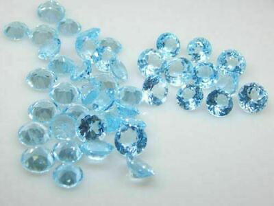 #ad Natural Blue Topaz 3X3 mm To 15x15 mm Round faceted cut Loose Gemstone big mix $23.08