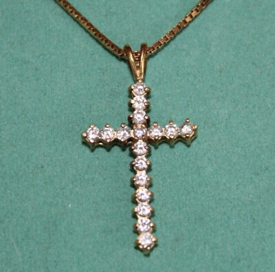 #ad Beautiful Vintage Diamante Cross 925 $30.00