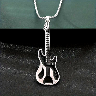 #ad Fashion Silvery Hip Hop Vintage Guitar Pendant Necklace Punk Gold Plated Men New $15.98