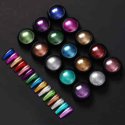 #ad Colorful Nail Mirror Glitter Powder Metallic Color Nail Gel Dust Decor Manicure $20.78