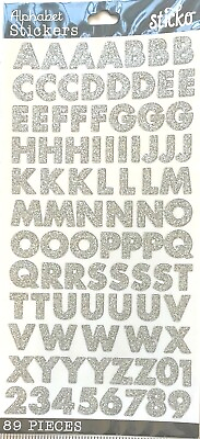 #ad Sticko Silver Glitter Block  Alphabet Letter Stickers Planner Teacher Scrapbook $3.25