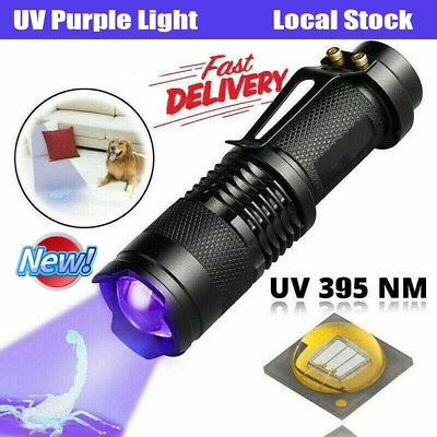#ad 1pc 2pcs UV Ultraviolet LED Flashlight Blacklight Light 395NM Torch Mini Lamp $7.28