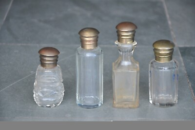 #ad 4 Pc Vintage Fine Glass Different Unique Shape Perfume Bottles Collectible $63.00