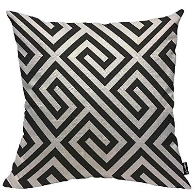#ad Geometric Pattern Throw Pillow Case 16x16 Black and White Pillow Cushion Cove... $16.65