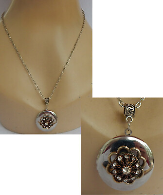 #ad #ad Flower Silver Necklace Locket Pendant Handmade Pill Box Stash New Chain $19.99