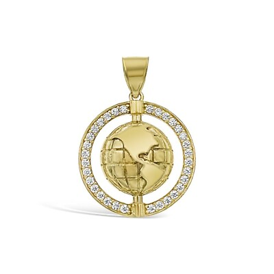 #ad Globe Earth Pendant Real Real 10k Yellow Gold Charm 1quot; $179.10
