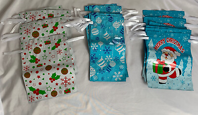 Christmas Drawstring Gift Bags Bulk 27 Pcs Assorted Styles Holiday Drawstring $21.59