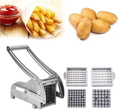 #ad French Fry Cutter Stainless Steel Vegetable Potato Slicer Dicer Chopper 2 Blades $17.78