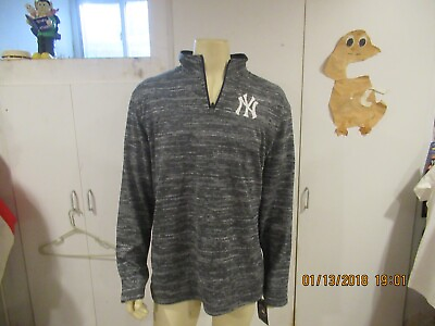 #ad new york yankees 2xl gray and blue majestic long sleeve sweatshirt new w tags $50.00
