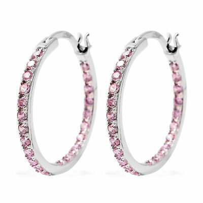 #ad Silver Plated Cubic Zirconia CZ Inside Out Hoops Hoop Earrings Lab Created $5.49