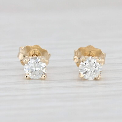 #ad New 0.34ctw VS2 Round Diamond Solitaire Stud Earrings 14k Yellow Gold $399.99