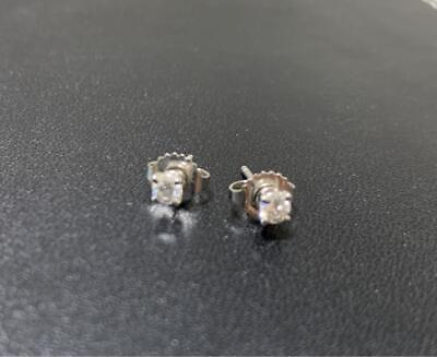 #ad Tiffany Platinum Single Diamond Pierced Earrings with Box and Case $1173.24