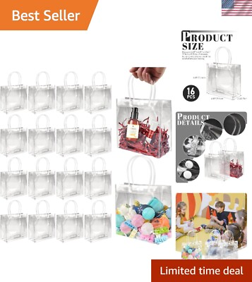 #ad 16 PCS Clear Plastic Gift Bags with Handles for Elegant Events and Celebrations $27.54