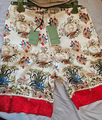 #ad Authentic Gucci 100 Floral Print Shorts 52 XL New with Tags GG Logo Multicolored $1500.00