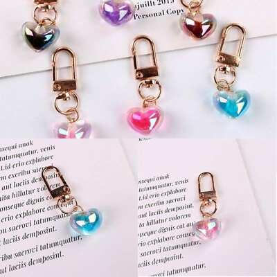 #ad Peach Heart Jewelry Transparent Lovely Keychain Colorful Commodity Girl#x27;s Cute $7.23