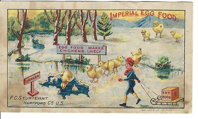 #ad AI 185 CT Hartford Imperial Egg Food Sturtevant Boy Chicks Victorian Trade Card $27.50