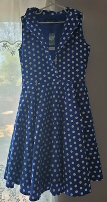 #ad #ad Black Butterfly Girls Dress size 11 12 Years Blue Polka Dot $10.20