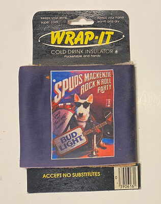#ad 1986 Spuds Mackenzie Beer Koozie In Original Package quot;Rock amp; Roll Partyquot; RARE $14.99