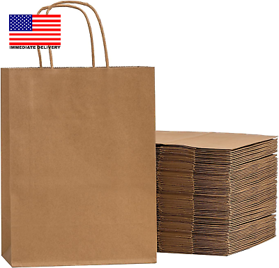 #ad Brown Paper Bags with Handles Bulk 100Pcs 8X4.5X10.8 Inch Gift Bags Bulk Brown $40.16