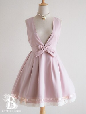#ad 🌹LIZ LISA🌹Ribbon LaceUp Jumper Skirt Dress JSK Pink Romantic Japan H237 $75.00