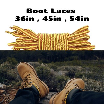#ad #ad 4mm Round Heavy Duty Shoelaces Hiking Boot Lace Brown Gold 36quot; 45quot; 54quot; $4.25