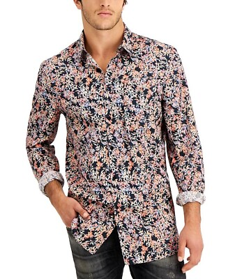 Guess Men#x27;s Eco Collins Floral Print Shirt Medium long sleeve collar $19.80