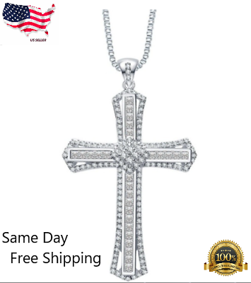 Cross Jewelry Cubic Zirconia Silver Plated Necklaces Pendants Lab Created $3.99
