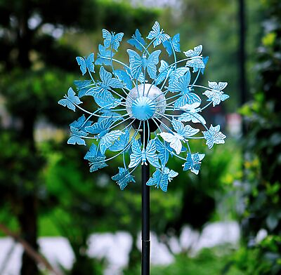 #ad Yard Wind Spinner Decor Garden Windmill Large Outdoor Kinetic Solar Blue Art 75 $29.09
