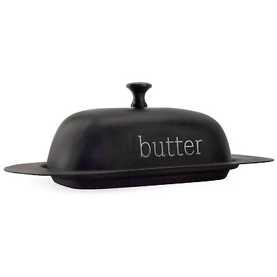 #ad Black Enamel Butter Dish with Cover Modern Farmhouse Style Server with Cover $13.99