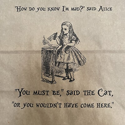 #ad Custom Alice In Wonderland Brown Paper Kraft Gift Bags With Handles 26Pcs $24.95