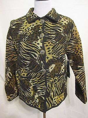 #ad JANE ASHLEY Womens Jacket Size S Animal Print Tapestry NWT Cotton Coat $7.64