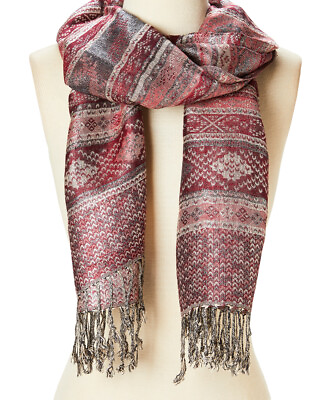 #ad Fashion Acrylic Shawl Geometric Burgundy Viscose Women Head Wrap Scarves Gift $14.49