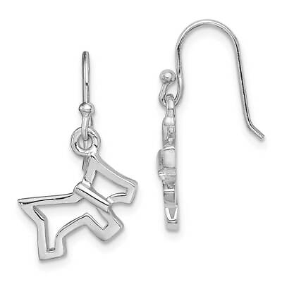 #ad Sterling Silver Rhodium plated Dog Dangle Earrings 0.95quot; $50.16